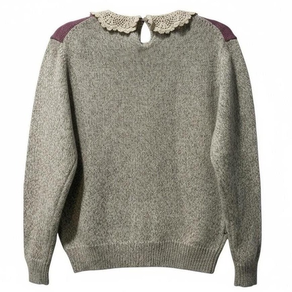 Eddie Bauer Rare VTG Wool Duck Sweater Lace Collar Cottagecore Coquette New S - Picture 2 of 5